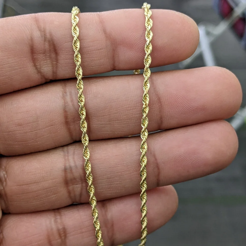10kt Solid Gold Rope Chain - Picture 3 of 8